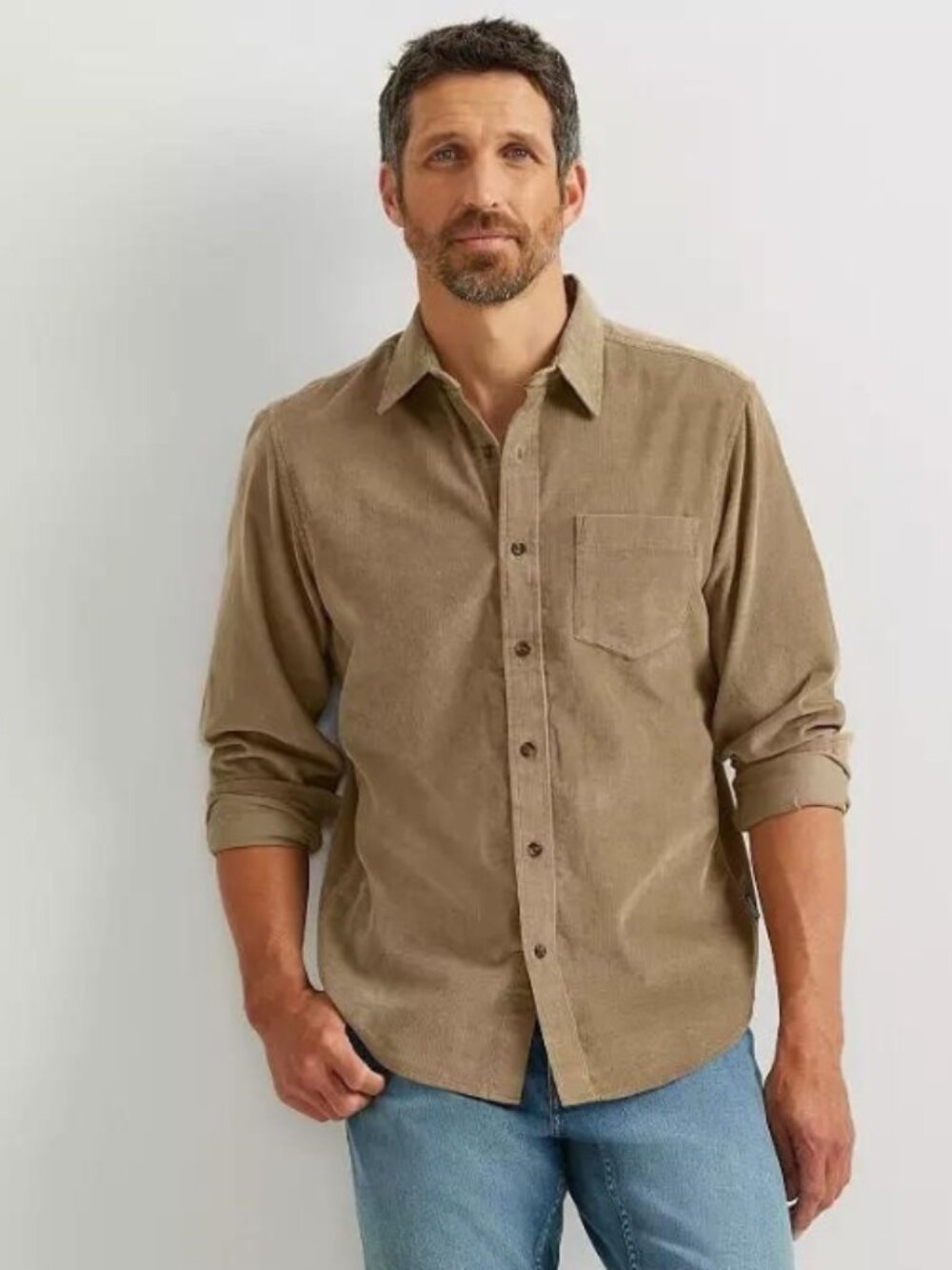 Eddie Bauer Men's Corduroy Shirt, 4XB, Dark Khaki